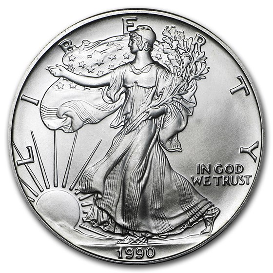 1990 1 oz Silver American Eagle BU 1990 1 oz Silver American Eagle BU